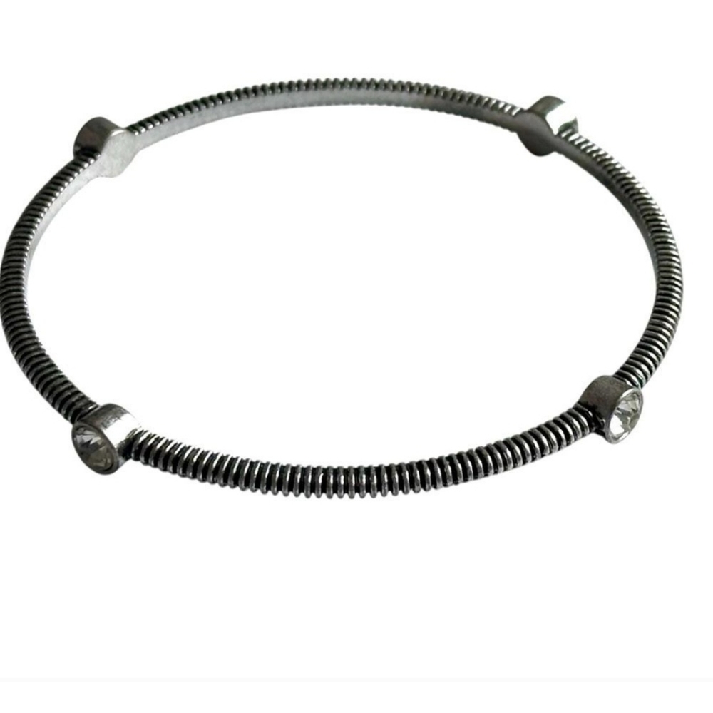 TWO R.J. Graziano CN Signed Silver Tone Bracelets With Bezel Set Rhinestones - Picture 9 of 12